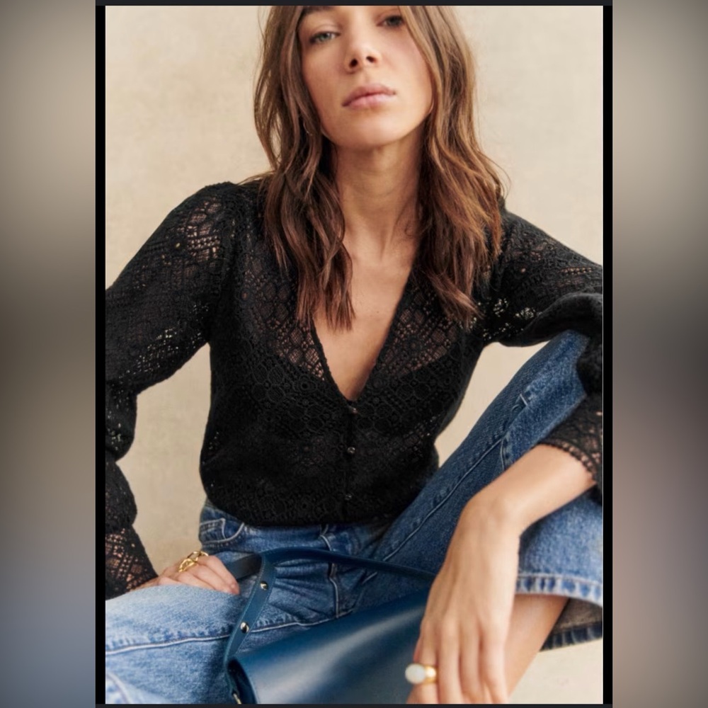 Sézane New GAYA SHIRT in Black Guipure 12 /44